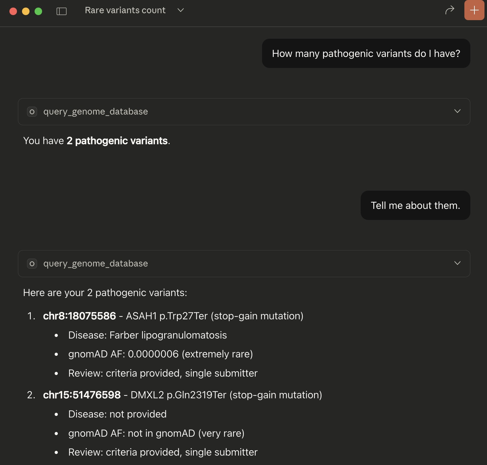 OakVar MCP Server interface preview